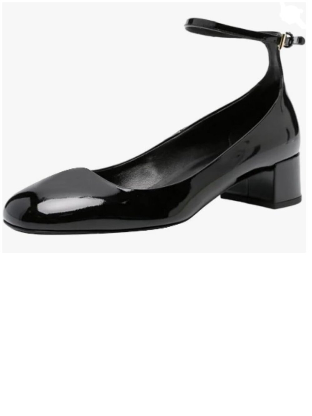 FSJ Black Block Low Heel Pumps Round Toe Ankle Strap Comfortable Wedding Shoes
